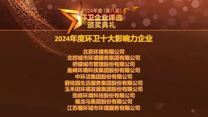 连续五年登榜丨ROYAL皇家88环境荣膺“2024年度环卫十大影响力企业”